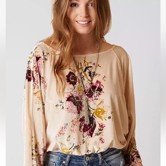 Tops - Intimately Free People Floral Babe Slouchy Velvet Dolman Bodysuit - Size XS
